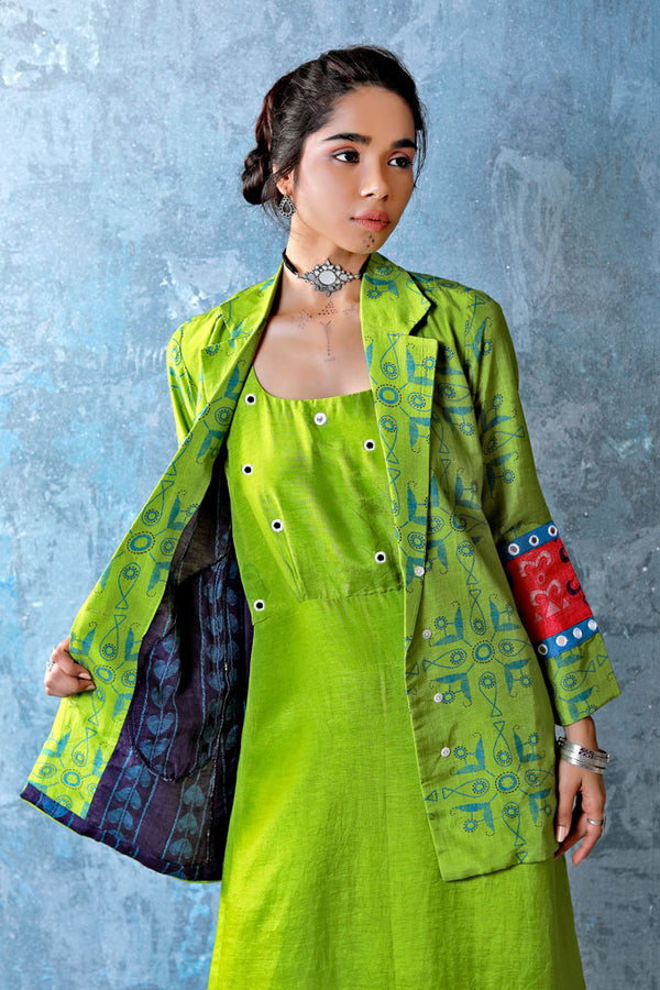Aaina Lime Dress-Jacket Set (set of 2)