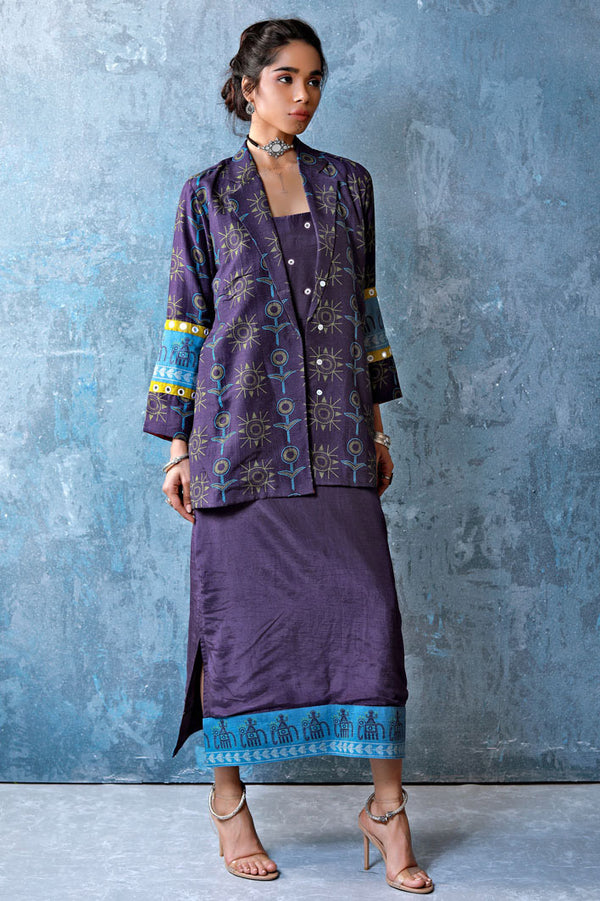 Aaina Purple Dress-Jacket Set (set of 2)